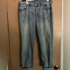 Old Navy Jeans Women Boyfriend Mid Rise Paint Splatter Size 10 oversized